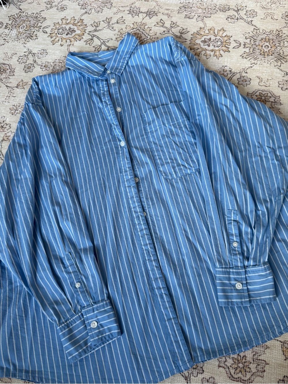 a new day Blue and White Vertical Stripe Button-Down Shirt